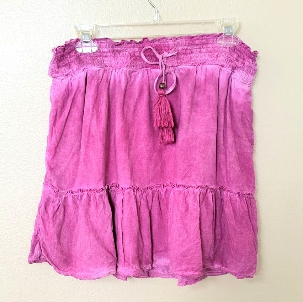 Anthropologie Pilcro Giulia Tie Dye Fuchsia Tiered Mini Skirt - Size Small